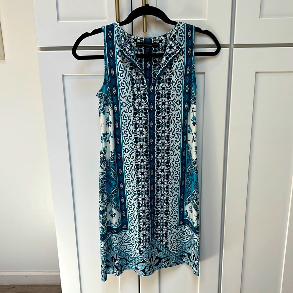 Teal, navy, & white mini dress from White House Black Market